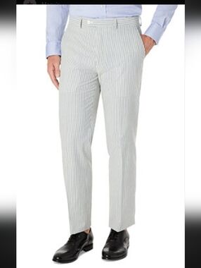 Lauren Ralph Lauren Flat Front Pants 40x32 Blue Chinos Seersucker Golf NWT